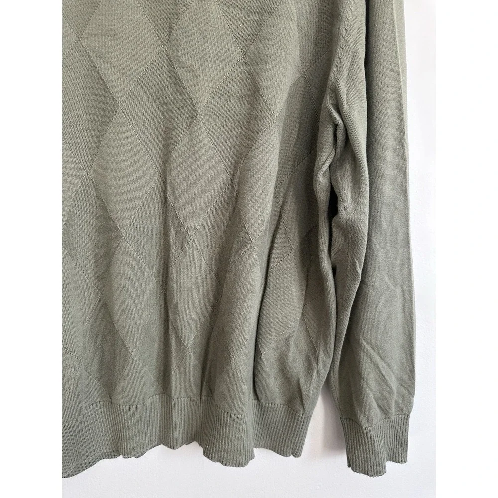 Vintage St. Johns Bay 90s Sweater Crew Neck 100% Cotton Olive Green Mens LARGE